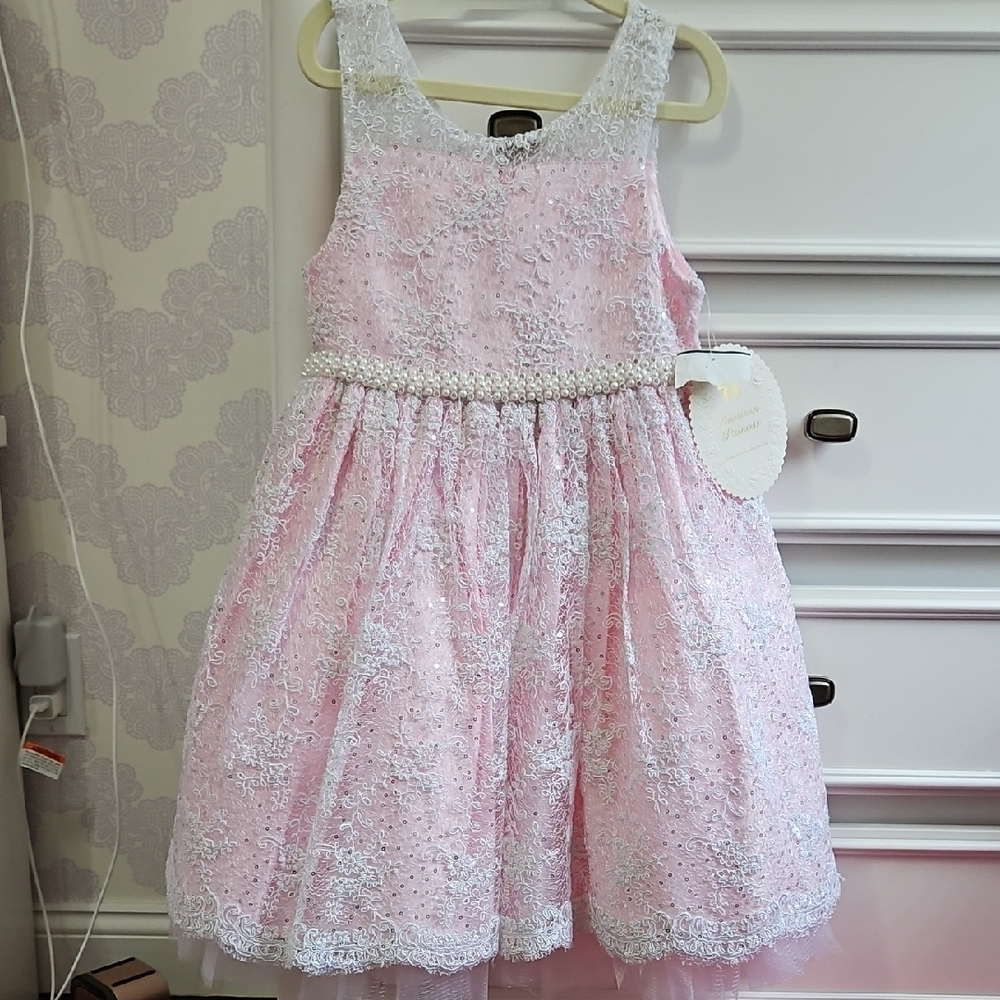 Elegant Pink Lace Kids Dress